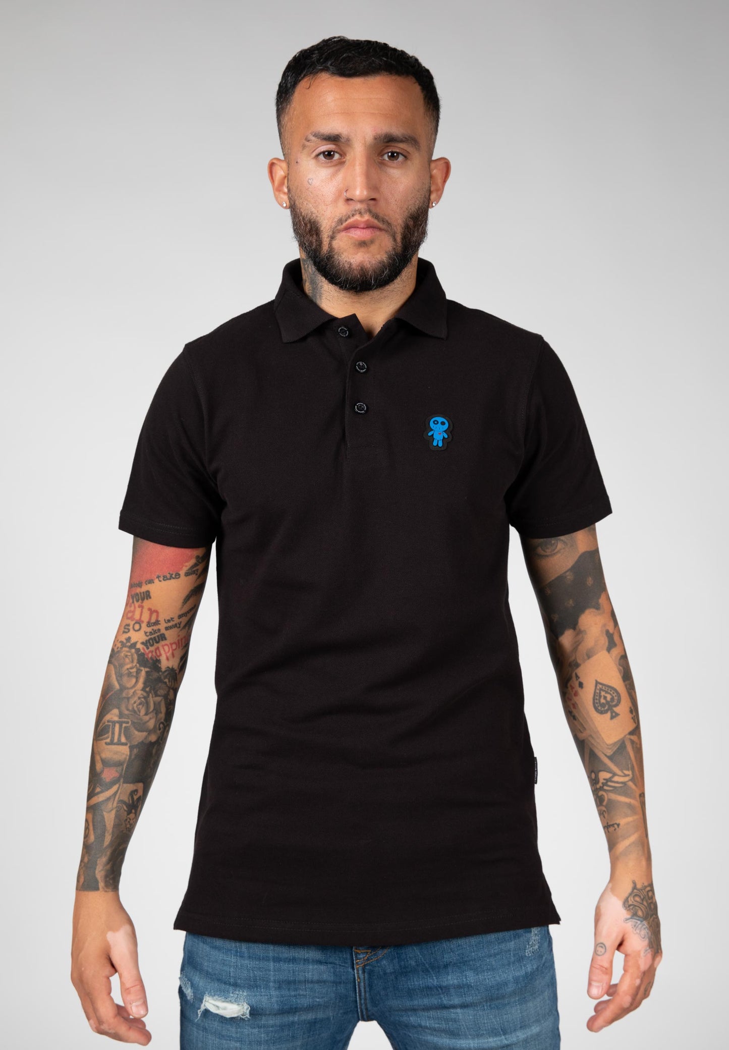 VOODOO POLO T-SHIRT SCHWARZ/BLAU