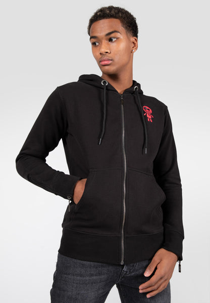 VOODOO ZIPPED HOODIE SCHWARZ/ROT