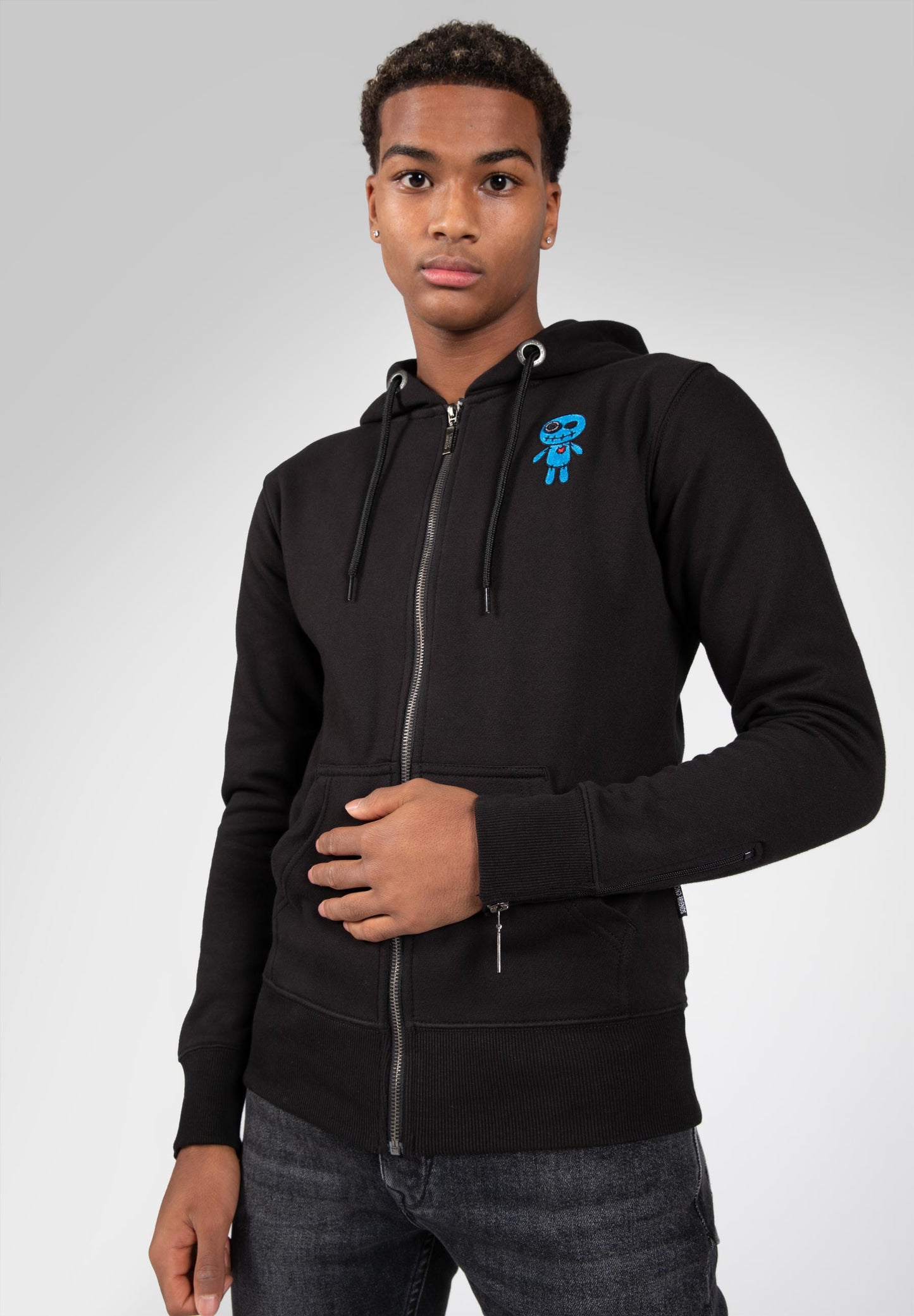 VOODOO ZIPPED HOODIE SCHWARZ/BLAU